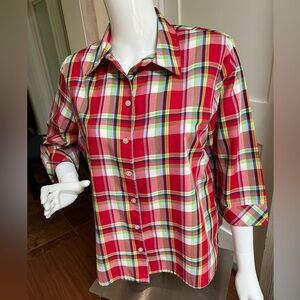 Allison Daley Plaid Blouse  14 P